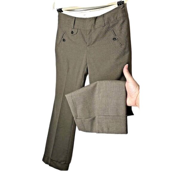 Banana Republic Brown Pinstripe Martin Fit Wide Leg Stretch Cuffed Dress Pant 4 - Picture 1 of 11